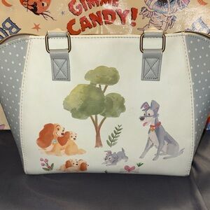 Loungefly Lady and the Tramp Crossbody have some stains on  Bag - Gray and White